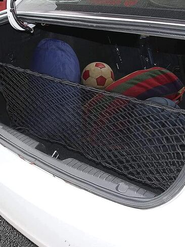 35.5 x 15.7 Inch Rear Cargo Net Adjustable Elastic Mesh Storage Organizer Large Capacity Stretchable Trunk Storage Net with Hooks and Screws for Car SUV Truck Van in Saudi Arabia