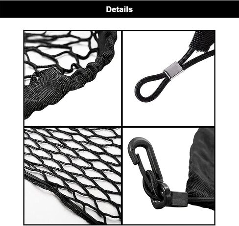 35.5 x 15.7 Inch Rear Cargo Net Adjustable Elastic Mesh Storage Organizer Large Capacity Stretchable Trunk Storage Net with Hooks and Screws for Car SUV Truck Van in Saudi Arabia