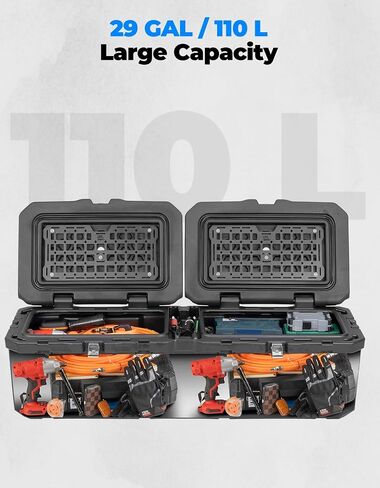 صندوق أدوات صندوق السرير KEMIMOTO UTV 110L/29Gal متوافق مع CFMOTO UFORCE 1000 2019-2025/1000 XL 2022-2025/U10 PRO 2025/U10 XL PRO 2025، صندوق تخزين البضائع ذو السعة الكبيرة ملحقات UTV المقاومة للماء in Saudi Arabia