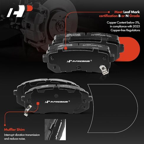 A-Premium Front and Rear Ceramic Disc Brake Pads Set Compatible with Hyundai and Kia Models - Kona 2018-2022, Seltos 2021-2022, 8 Pcs in Saudi Arabia