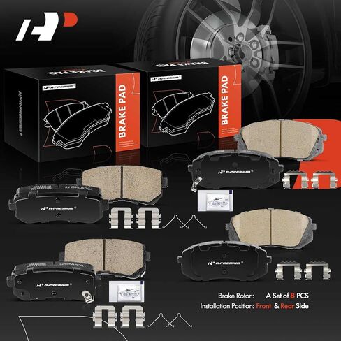 A-Premium Front and Rear Ceramic Disc Brake Pads Set Compatible with Hyundai and Kia Models - Kona 2018-2022, Seltos 2021-2022, 8 Pcs in Saudi Arabia