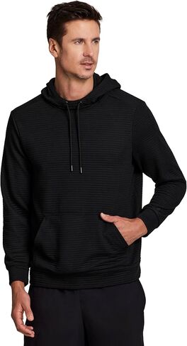 RBX Men's Hoodie Cotton Blend Sweatshirt, Long Sleeve Ottoman Ribbed Lightweight Pullover in Kuwait