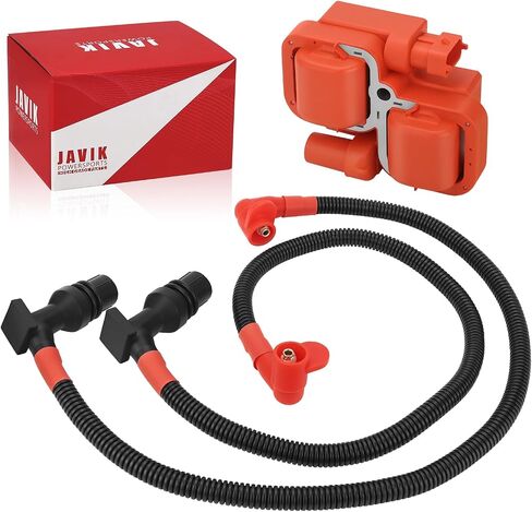 JAVIK Ignition Coil Spark Plug with 2 Pcs Wire Cap 52cm 59.3cm for Polaris Ranger 800 2011-2016 RZR 800 4/S 2011-2014 O.E.M# 4010425 4012889 4013078 in Saudi Arabia