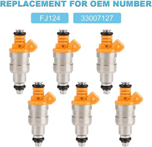 JDMON Fuel Injectors Compatible with Jeep Cherokee XJ, Comanche MJ, Wrangler YJ L6 4.0L 1991 1992 1993 Replacement for FJ124 33007127 in Saudi Arabia