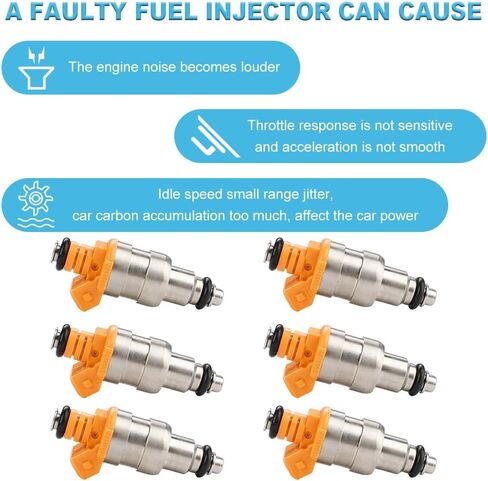 JDMON Fuel Injectors Compatible with Jeep Cherokee XJ, Comanche MJ, Wrangler YJ L6 4.0L 1991 1992 1993 Replacement for FJ124 33007127 in Saudi Arabia