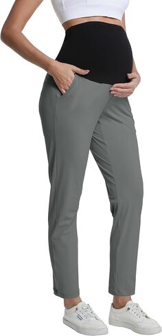 V VOCNI السراويل الأمومة سريعة الجافة فرك السراويل جيوب Sweatpants جولف متأنق العمل الأعمال ملابس الحمل غير رسمية in Saudi Arabia