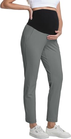 V VOCNI السراويل الأمومة سريعة الجافة فرك السراويل جيوب Sweatpants جولف متأنق العمل الأعمال ملابس الحمل غير رسمية in Saudi Arabia