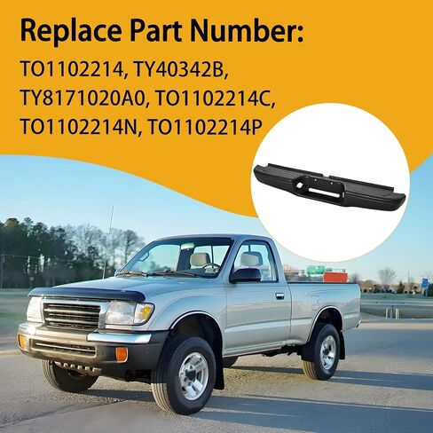 مجموعة ممتص الصدمات الخلفي متوافقة مع 1995 1996 1997 1998 1999 2000 2001 2002 2003 2004 Toyota Tacoma بدون فتحات مستشعر بارك استبدال المصد الخلفي الكروم لـ TO1102215 in Kuwait