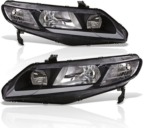 موزعي AJP LED DRL أنبوب بار مصابيح أمامية للقيادة، مصد زاوية الانعطاف، مصابيح عاكسة، زوج تجميع يسار + يمين، متوافق/استبدال لسيارة سيفيك FA JDM 4DR سيدان 2006 2007 2008 2009 2010 2011 in Kuwait