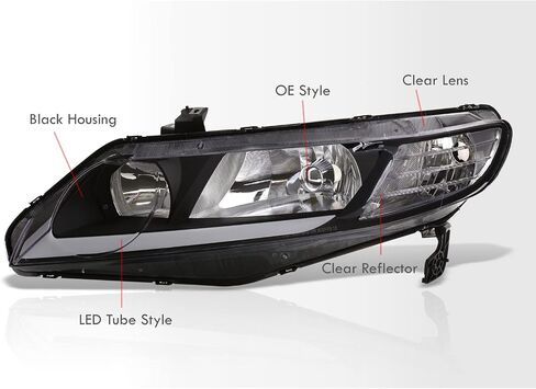 موزعي AJP LED DRL أنبوب بار مصابيح أمامية للقيادة، مصد زاوية الانعطاف، مصابيح عاكسة، زوج تجميع يسار + يمين، متوافق/استبدال لسيارة سيفيك FA JDM 4DR سيدان 2006 2007 2008 2009 2010 2011 in Kuwait