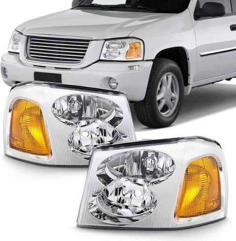 ACANII - For 2002-2009 GMC Envoy SUV OE Style Chrome Headlights Headlamps Assembly Replacement Driver & Passenger Side in Saudi Arabia