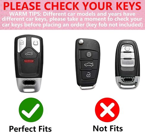 متوافق مع غطاء Audi A4 A5 Q5 Q7 Key Fob مع سلسلة مفاتيح على شكل قلب، متوافق مع Audi A6 A7 A8 / S4 S5 S8 SQ5 SQ7 / RS4 RS5 R8 TTRS TTS TT / B9 C8 D5 F5 Q2 / FY 4M FV (4 أزرار-ذهبي) in Kuwait