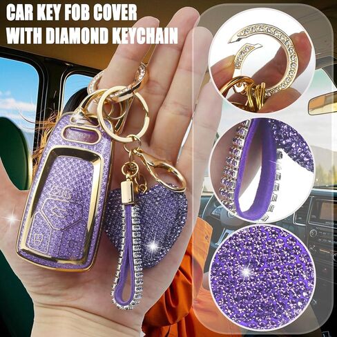 متوافق مع غطاء Audi A4 A5 Q5 Q7 Key Fob مع سلسلة مفاتيح على شكل قلب، متوافق مع Audi A6 A7 A8 / S4 S5 S8 SQ5 SQ7 / RS4 RS5 R8 TTRS TTS TT / B9 C8 D5 F5 Q2 / FY 4M FV (4 أزرار-ذهبي) in Kuwait