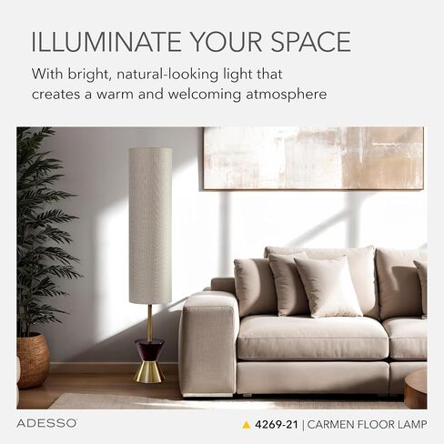 Adesso 4269-21 Carmen Floor Lantern, 59 in., 3 x 100W Incandescent/20W CFL, Walnut Rubberwood/Antique Brass Finish, 1 Floor Lamp in Saudi Arabia