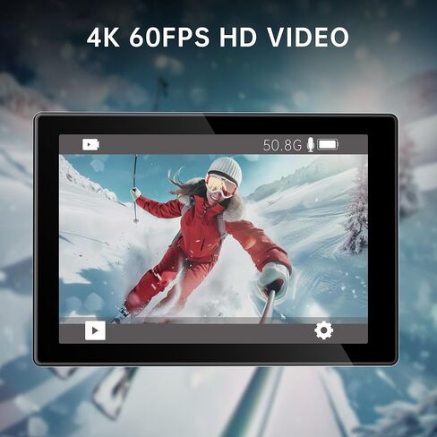 Action Camera 4K 30MP, EIS 2.0 Stabilization, 2.4" Touch Screen for Outdoor Sports in Kuwait