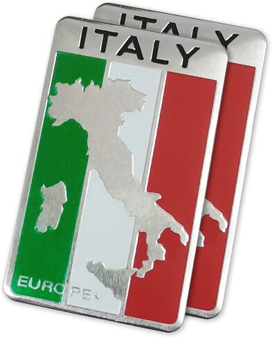 PTDecals 2 قطعة 8x5 سنتيمتر الألومنيوم تكنولوجيا المعلومات إيطاليا العلم خريطة الأراضي الأراضي شعار ملصق سيارة شارة الشارات للديكور نافذة الوفير الخارجي in Kuwait