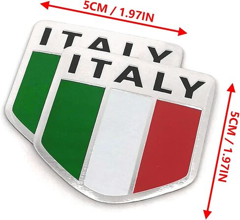 PTDecals 2 قطعة 8x5 سنتيمتر الألومنيوم تكنولوجيا المعلومات إيطاليا العلم خريطة الأراضي الأراضي شعار ملصق سيارة شارة الشارات للديكور نافذة الوفير الخارجي in Kuwait