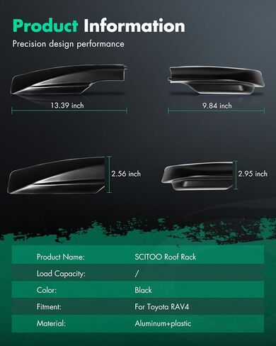 SCITOO حامل سقفي متقاطع متوافق مع Toyota Rav4 2006-2012 4 أغطية سقف أسود in Saudi Arabia