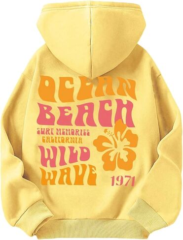 Verdusa Girl's Floral Letter Graphic Hoodie Sweatshirt Cute Pullover Tops with Pockets in Saudi Arabia