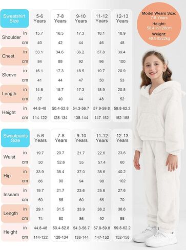 2 Piece Girls Fuzzy Bear Ear Hoodie Sweatshirt and Sweatpant Warm Long Sleeve Fluffy Sweatsuit Kids Clothing Sets in Kuwait