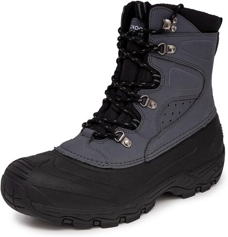 LONDON FOG Breckenridge Waterproof Mens Winter Boots - Leather Insulated Mens Snow Boots - Grey, Black or Brown - Men Medium or Extra Wide Widths Size 7 to 15 in Saudi Arabia