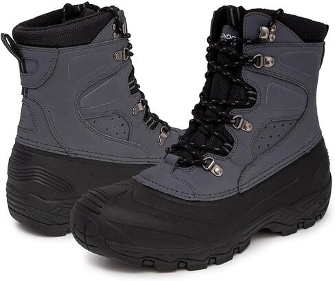 LONDON FOG Breckenridge Waterproof Mens Winter Boots - Leather Insulated Mens Snow Boots - Grey, Black or Brown - Men Medium or Extra Wide Widths Size 7 to 15 in Saudi Arabia