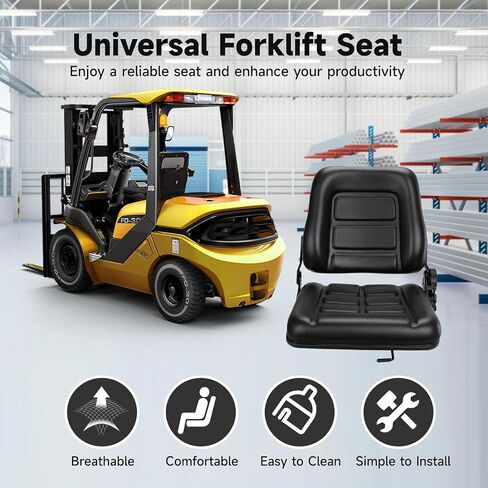 Universal Forklift Seat With Adjustable Back, Comfortable Leather Seat With High Resilience Sponge Filling For Mower, Excavator, Skid Loader in Saudi Arabia