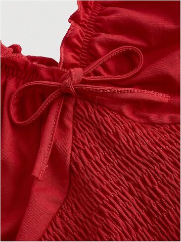 WDIRARA Women's Plus Size V Neck Smocked Tank Top Frill Trim Ruched Sleeveless Crop Tops in Saudi Arabia