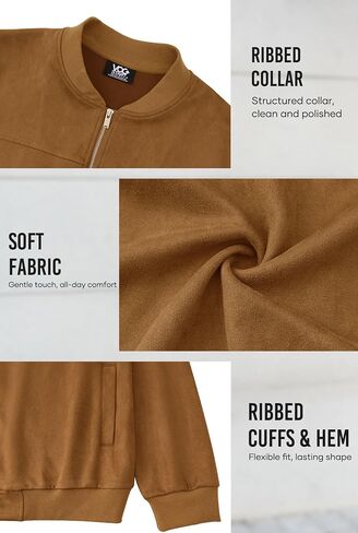Men’s Bomber Jacket Faux Suede Lightweight Casual Zip up Flight Coat (S-XXL) in Saudi Arabia