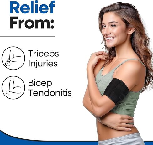 ARMSTRONG AMERICA Bicep Tendonitis Brace, Bicep Band & Upper Arm Compression Sleeve I Triceps & Biceps Muscle Support For Upper Arm Tendonitis Pain Relief Or Bicep Strains (LARGE 10" to 16") in Kuwait