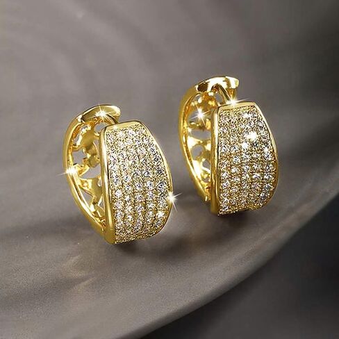 Dazzling Cubic Zirconia Hoop Earrings Wedding Trendy Jewelry for Women in Kuwait
