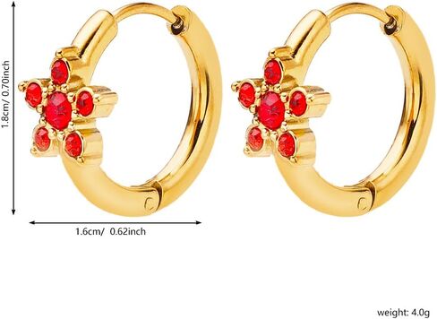 Small Gold Crystal Flower Huggie Earrings for Women Colorful Cubic Zirconia Hoop Earrings Rhinestone Earlobe Jewelry in Saudi Arabia
