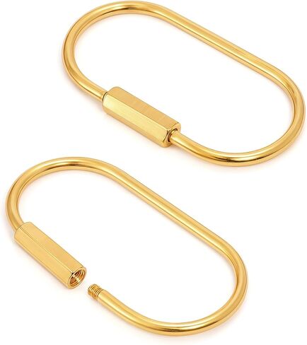 Thinp 2PCS Gold Brass Key Rings, Durable Brass Screw Lock Keychain Universal Key Fob Holder Simple Style Keychain Carabiner Clip with Secure Locking Screw Design for Men Women Car Organize(Gold) in Saudi Arabia