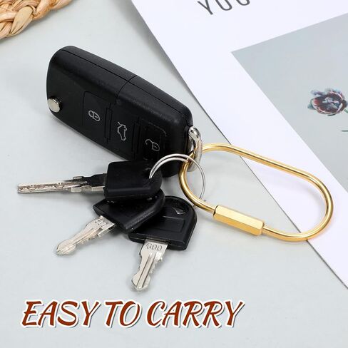 Thinp 2PCS Gold Brass Key Rings, Durable Brass Screw Lock Keychain Universal Key Fob Holder Simple Style Keychain Carabiner Clip with Secure Locking Screw Design for Men Women Car Organize(Gold) in Saudi Arabia