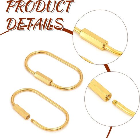 Thinp 2PCS Gold Brass Key Rings, Durable Brass Screw Lock Keychain Universal Key Fob Holder Simple Style Keychain Carabiner Clip with Secure Locking Screw Design for Men Women Car Organize(Gold) in Saudi Arabia