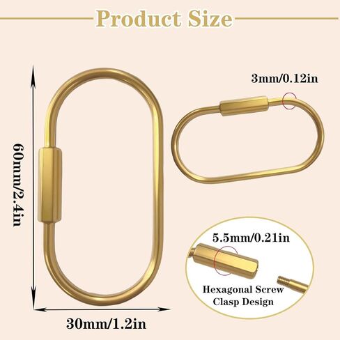 10 Pcs Gold Brass Key Rings, Secure Screw Lock Design Durable Keychain Clips for Keys, Bags, Luggage Tags, Pet Collars in Saudi Arabia