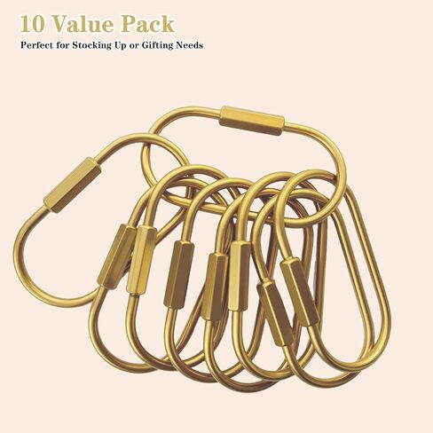 10 Pcs Gold Brass Key Rings, Secure Screw Lock Design Durable Keychain Clips for Keys, Bags, Luggage Tags, Pet Collars in Saudi Arabia