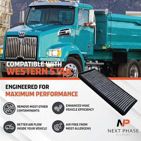 استبدال فلتر هواء المقصورة - متوافق مع 2002-2016 Western Star Trucks 4900FA و4900SA، 2012-2016 4900SB، 4900SF، 4900TS و4900XD، 2016-2017 5700XE - يستبدل O.E. RD388200 in Kuwait