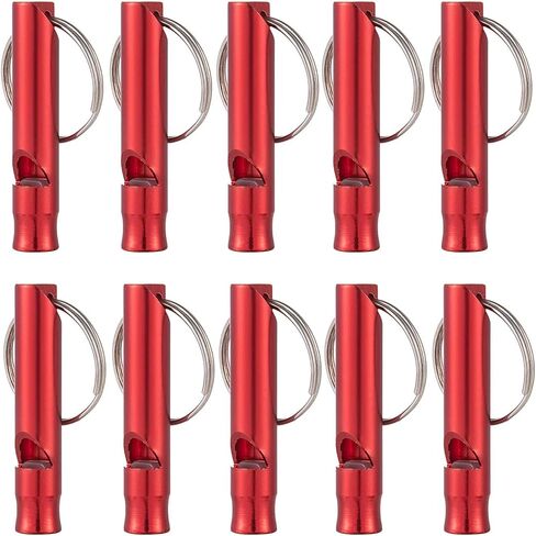 Set of 10 Extra Loud Whistles for Camping Hiking Hunting Outdoors Sports and Emergency Situations, Sturdy but Light Aluminium Key Chain Signals in Saudi Arabia