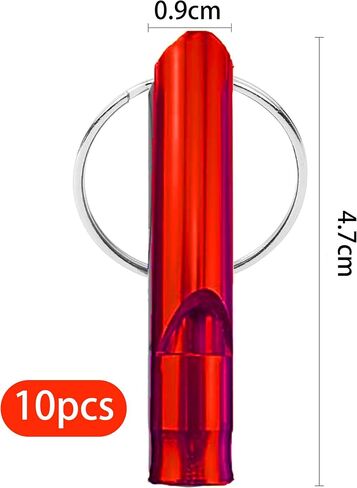 Set of 10 Extra Loud Whistles for Camping Hiking Hunting Outdoors Sports and Emergency Situations, Sturdy but Light Aluminium Key Chain Signals in Saudi Arabia