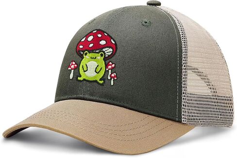 قبعة الفطر، لطيف فطر الضفدع التطريز شبكة قبعة بيسبول Snapback قبعات سائقي الشاحنات هدايا الفطر للنساء الرجال in Kuwait