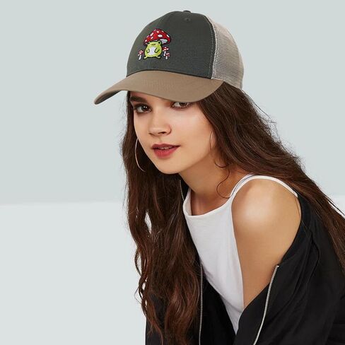 قبعة الفطر، لطيف فطر الضفدع التطريز شبكة قبعة بيسبول Snapback قبعات سائقي الشاحنات هدايا الفطر للنساء الرجال in Kuwait