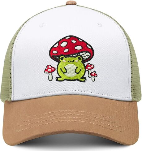 قبعة الفطر، لطيف فطر الضفدع التطريز شبكة قبعة بيسبول Snapback قبعات سائقي الشاحنات هدايا الفطر للنساء الرجال in Kuwait