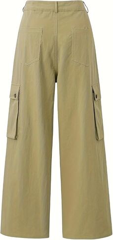 Women High Waisted Loose Cargo Pants Baggy Wide Leg 6 Pockets Casual Trousers in Saudi Arabia