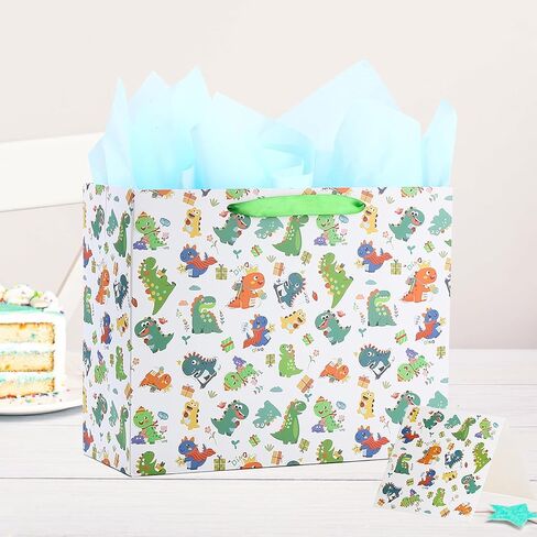 OAOCOLOR 13" Large Happy Birthday Gift Bag with Tissue Papers and Card for Girls Women Floral Design with Handles in Saudi Arabia
