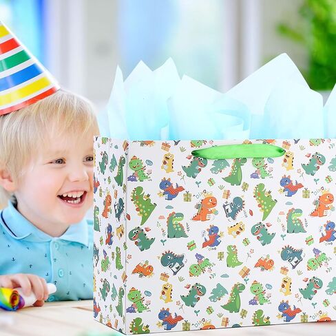 OAOCOLOR 13" Large Happy Birthday Gift Bag with Tissue Papers and Card for Girls Women Floral Design with Handles in Saudi Arabia