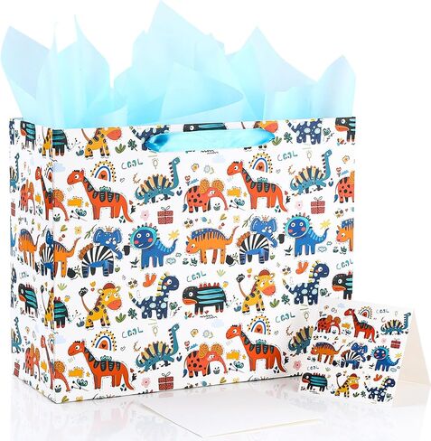 OAOCOLOR 13" Large Happy Birthday Gift Bag with Tissue Papers and Card for Girls Women Floral Design with Handles in Saudi Arabia
