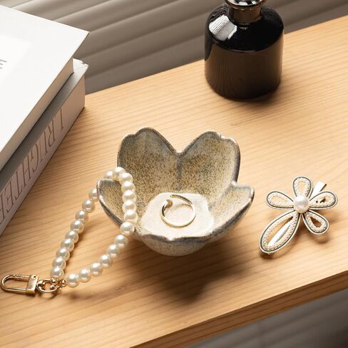 Floral Vanity Tray - Ceramic Jewelry Organizer Dish for Rings Necklaces Wedding Gift Idea(camel) in Kuwait