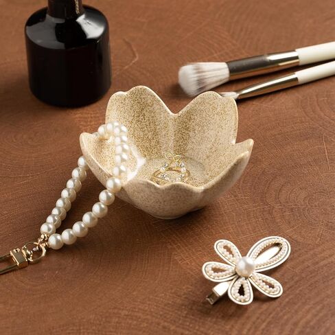 Floral Vanity Tray - Ceramic Jewelry Organizer Dish for Rings Necklaces Wedding Gift Idea(camel) in Kuwait