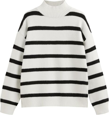 CIDER Striped Mock Neck Sweater Women Long Sleeve Pullover Knit Top in Saudi Arabia